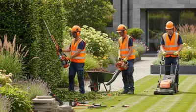 Tree service crew providing landscaping in New Port Richey, FL for storm-ready yard care