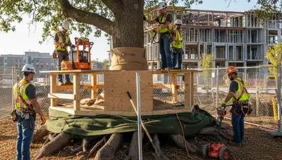 Arborist protecting tree roots in New Port Richey, FL with professional root protection service