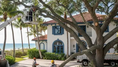 Tree service crew in New Port Richey, FL performing professional tree trimming and removal