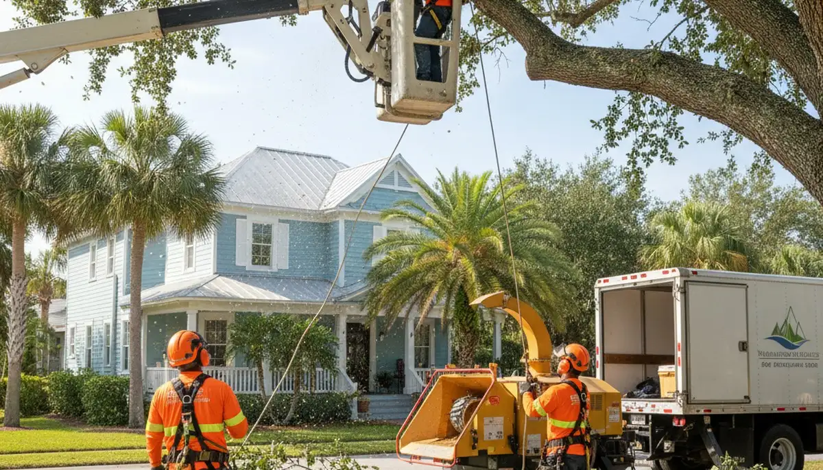 Tree service crew in New Port Richey, FL providing professional tree care and removal services