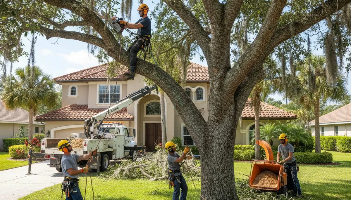 Tree service crew in New Port Richey, FL providing professional tree removal and trimming services