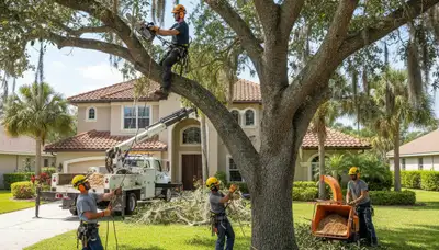 Tree service crew in New Port Richey, FL providing professional tree removal and trimming services