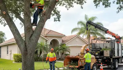 Tree service crew in New Port Richey, FL providing professional tree trimming and removal work